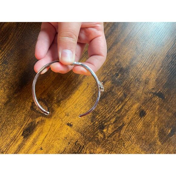 Marlyn Schiff North Star Rhinestone Silver Tone Hinged Bangle Bracelet - Picture 6 of 6